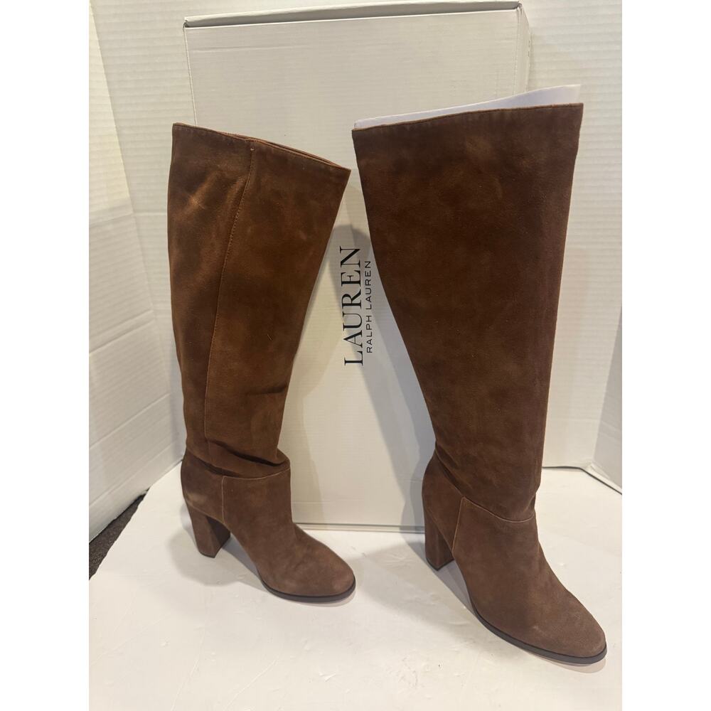 Ralph Lauren women's Artizan Suede tobacco knee-high Tall Boots size 5 - Picture 6 of 6